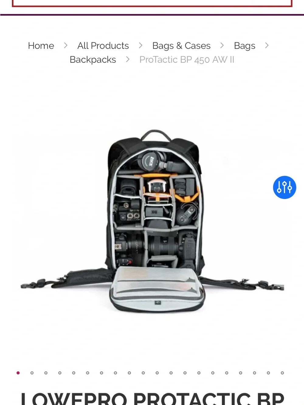 Lowepro Protactic Black Camera Backpack BP450 AWII